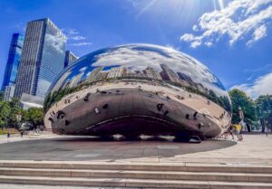 the bean, chicago, nature, cloud gate, landmark, architecture, city, sky, clouds, sculpture, illinois, anish kapoor